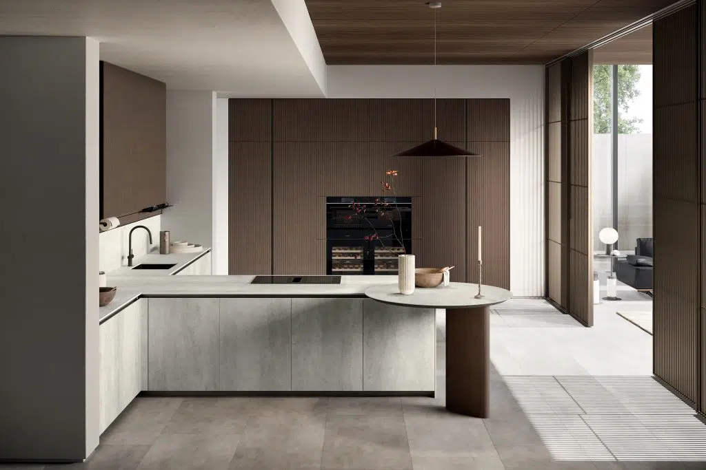Cuisine intégrant la nouvelle gamme de plan Tuttotondo de chez Arredo